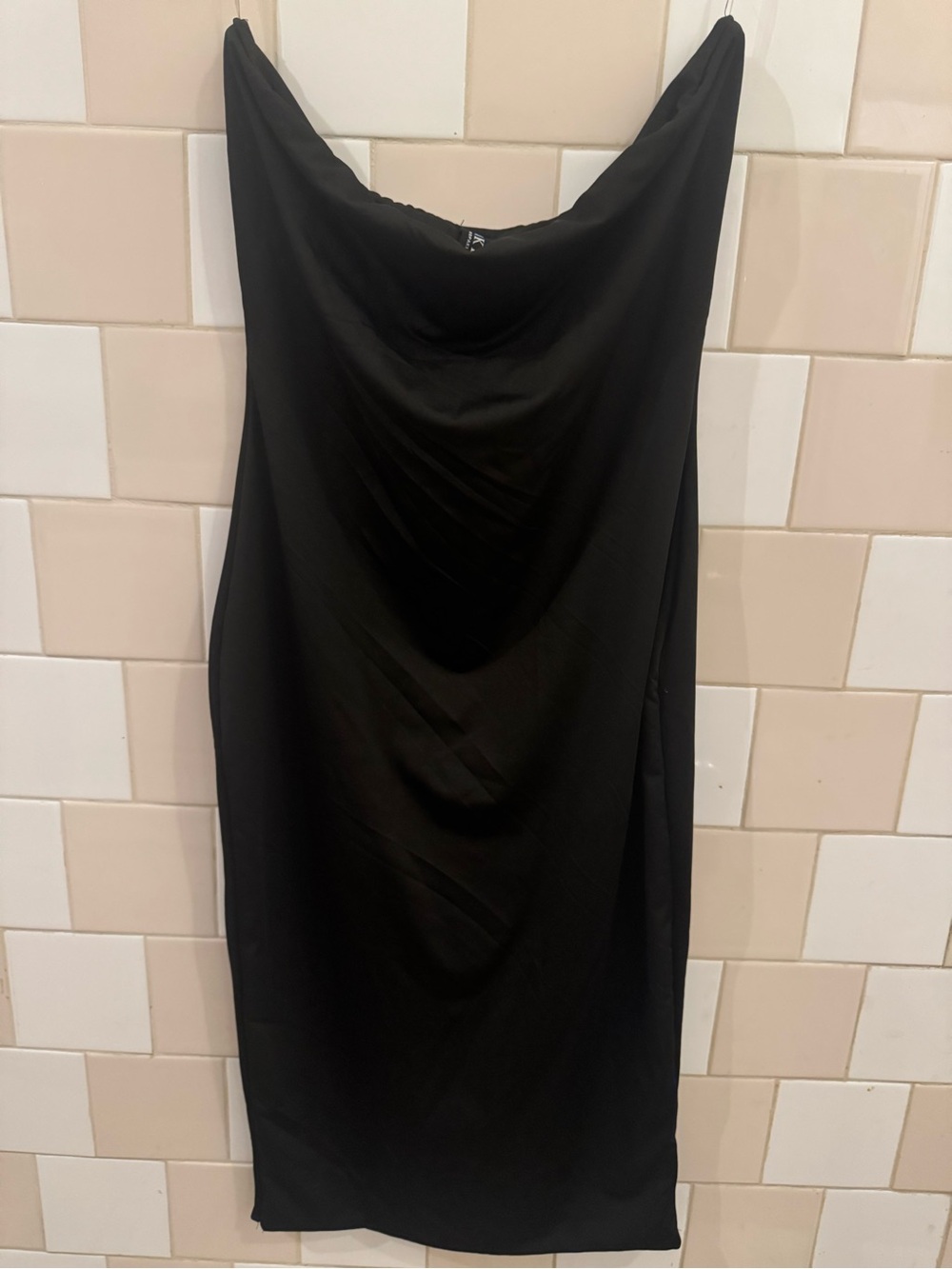 AKIRA Black Strapless Cowl Slip Dress